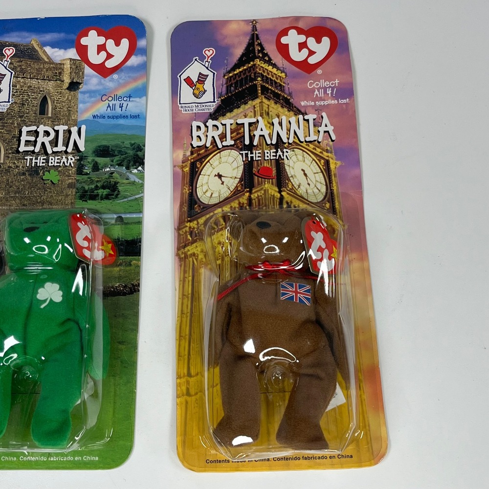 Ty Teenie Beanie Babies Erin & Britannia Bears McDonalds 1999 Sealed Set of 2 - Picture 3 of 9